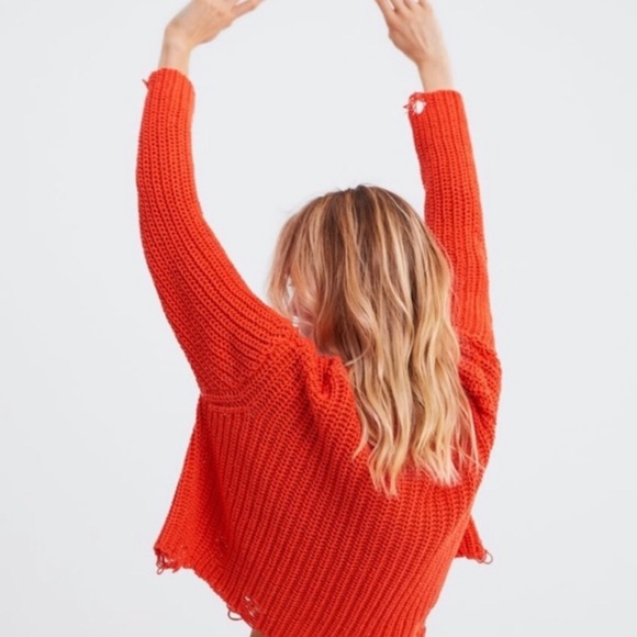 ZARA Orange distressed cropped knit - Picture 5 of 10